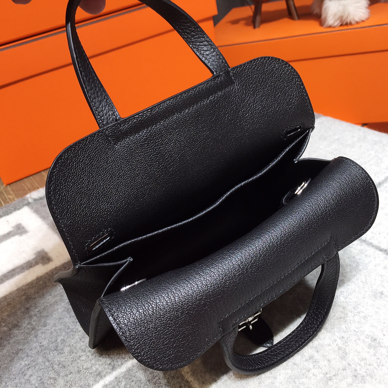 에르메스 미니 할잔백22 블랙 은장 끌레망스 가죽